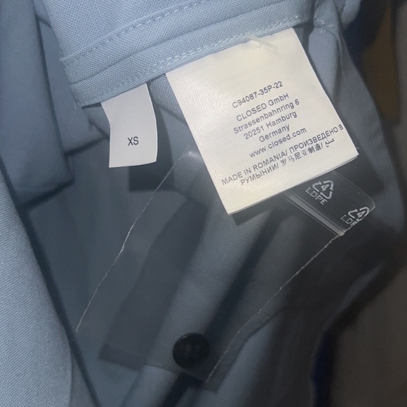 CLOSED Blue Dawn Sky Sleeveless Pocket Detail Wool Blend Blouse XS - Picture 6 of 11